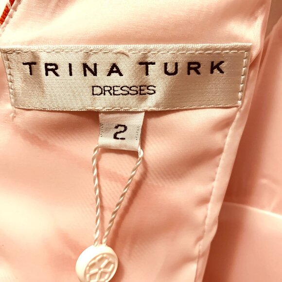 NEW Trina Turk Dress Pompoms Floral Coral Red White Lined Women’s 2 Pleasant NWT - Picture 16 of 16